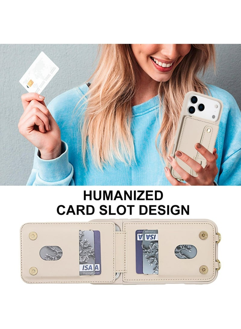 إكس ليفيل حالة لـ iPhone 17 Pro Max ، حالة هاتف جلدية رقيقة مع فتحات بطاقتين حامل الشريحة حزام المعصم قابل للتعديل - Image 2