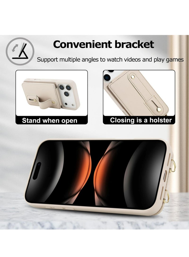 إكس ليفيل حالة لـ iPhone 17 Pro Max ، حالة هاتف جلدية رقيقة مع فتحات بطاقتين حامل الشريحة حزام المعصم قابل للتعديل - Image 5