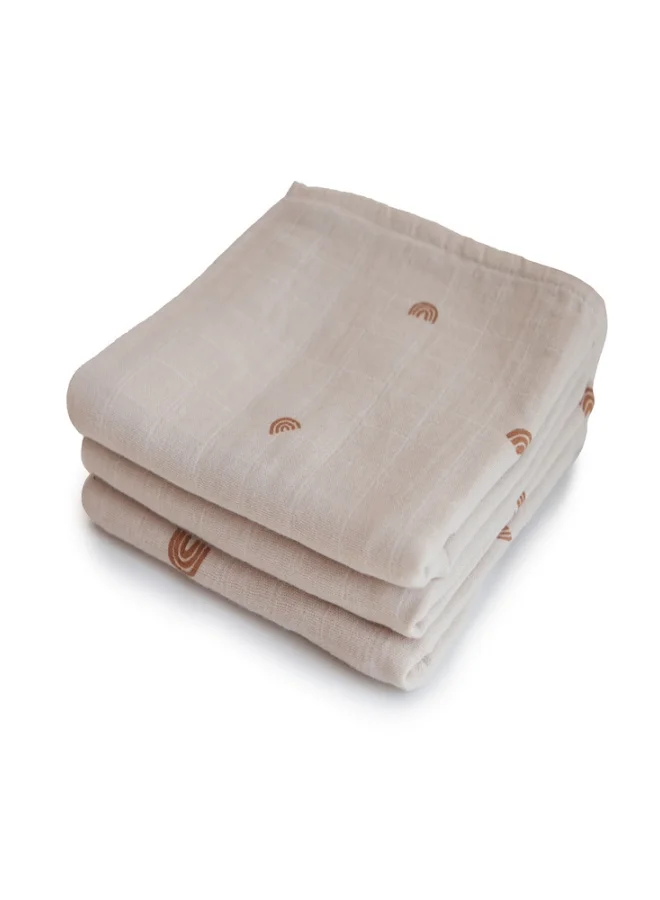 mushie Muslin Cloth 3-Pack Rainbow