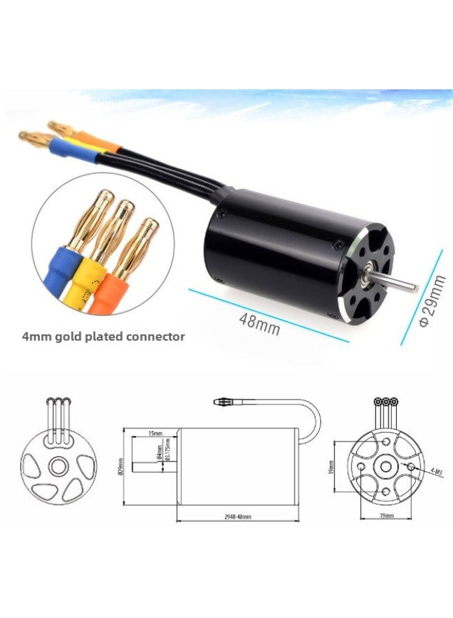 Rocke-RC Brushless Motor 2948 3000KV 3450KV 4800KV For RC Boat Models 3.175 Shaft Diameter Alloy Material Suitable For 600-800mm Boats-Color:2948 3450KV Ship Model Motor  - Image 1