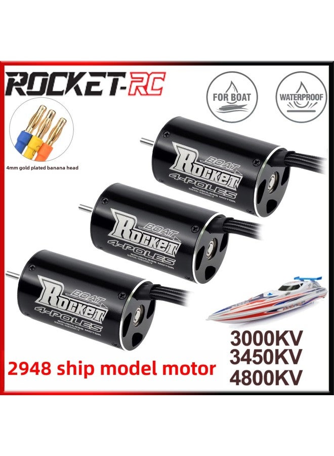 Rocke-RC Brushless Motor 2948 3000KV 3450KV 4800KV For RC Boat Models 3.175 Shaft Diameter Alloy Material Suitable For 600-800mm Boats-Color:2948 3450KV Ship Model Motor  - Image 2