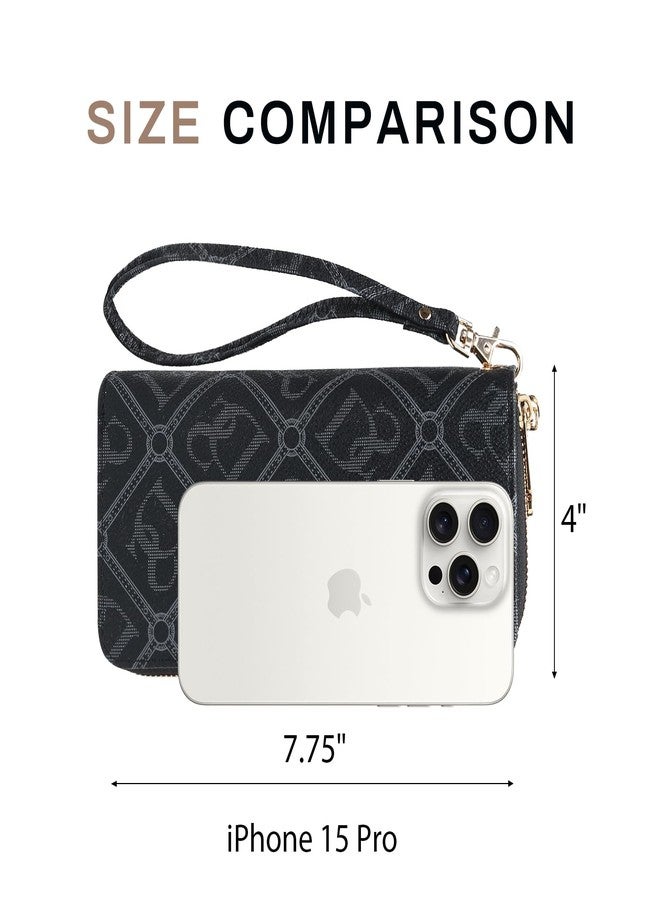 داسين محفظة داسين النسائية المزودة بتقنية حجب الترددات اللاسلكية (RFID)، سعة كبيرة، حقيبة يد صغيرة، حامل متعدد البطاقات، حافظة هاتف مع حزام للمعصم - Image 3