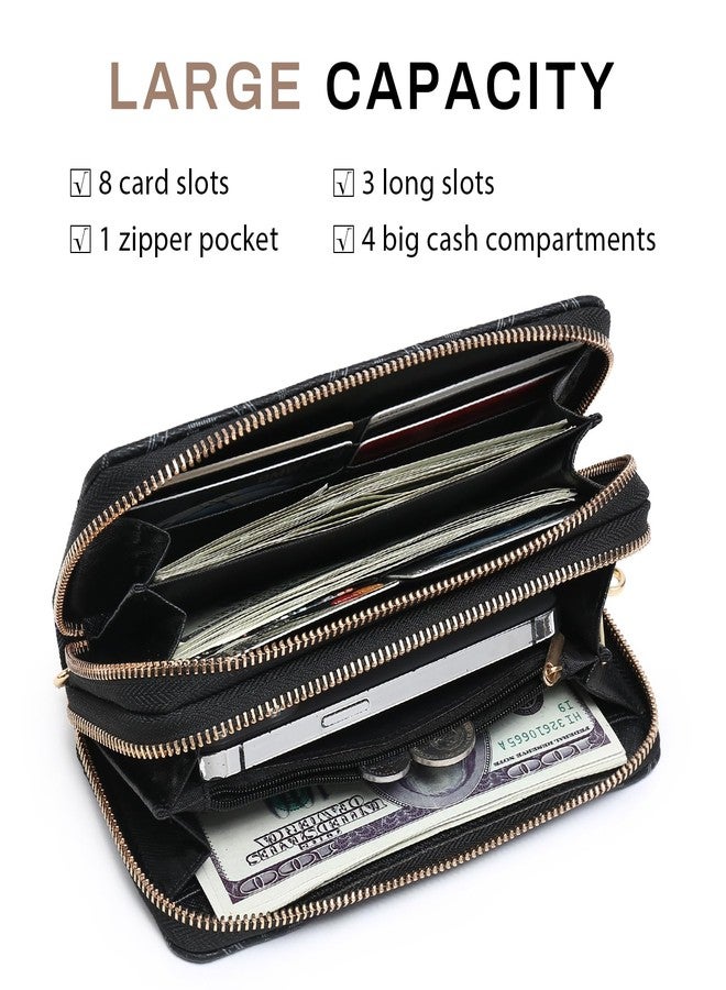 داسين محفظة داسين النسائية المزودة بتقنية حجب الترددات اللاسلكية (RFID)، سعة كبيرة، حقيبة يد صغيرة، حامل متعدد البطاقات، حافظة هاتف مع حزام للمعصم - Image 4