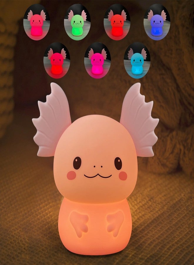 LEDHOLYT Night Light for Kids, Cute Silicone Nursery Axolotl Lamp for Baby and Toddler, Animals NightLight for Boys and Girls,Squishy Kawaii Bedside Lamp for Kids Room - Image 1