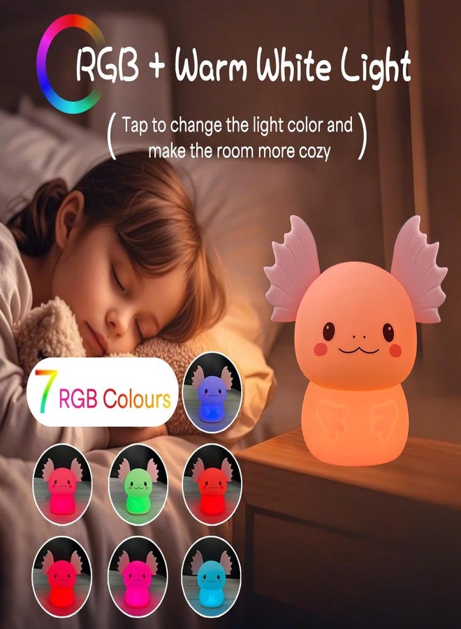 LEDHOLYT Night Light for Kids, Cute Silicone Nursery Axolotl Lamp for Baby and Toddler, Animals NightLight for Boys and Girls,Squishy Kawaii Bedside Lamp for Kids Room - Image 3