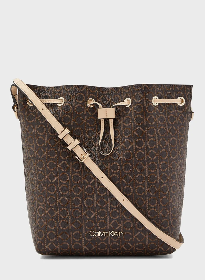 CALVIN KLEIN Mono Drawstring Medium Hobo