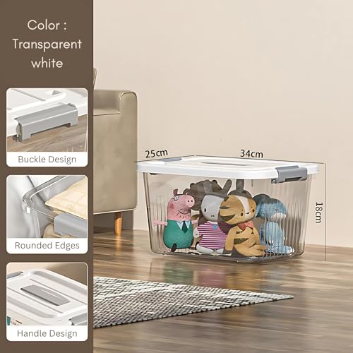 KREPS Clear Plastic Storage Box/Bins, Container with Latches and Lid, Stackable Storage, Heavy Duty Material (NO.2-12 X 8.5 X 7 INCH, PACK OF - 2) - Image 2