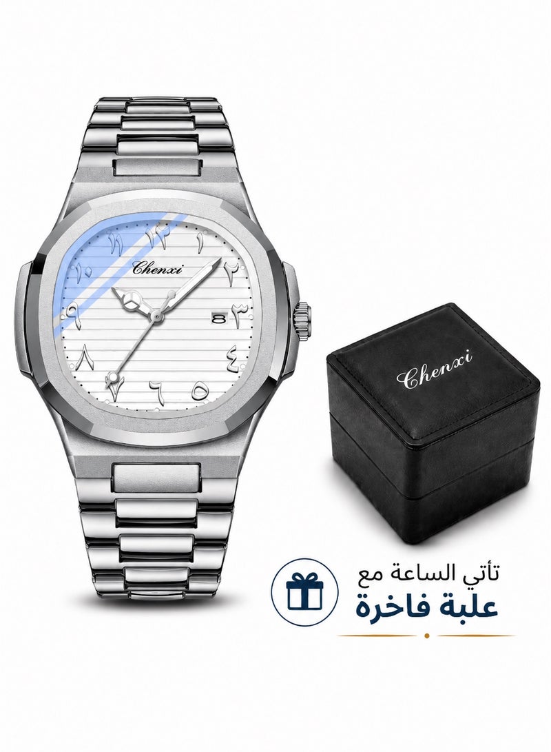 Chenxi Men’s Quartz Wrist Watch with Luxury Modern Design, Water Resistant, Scratch-Resistant Glass, Full Stainless Steel with Elegant Box - Image 1