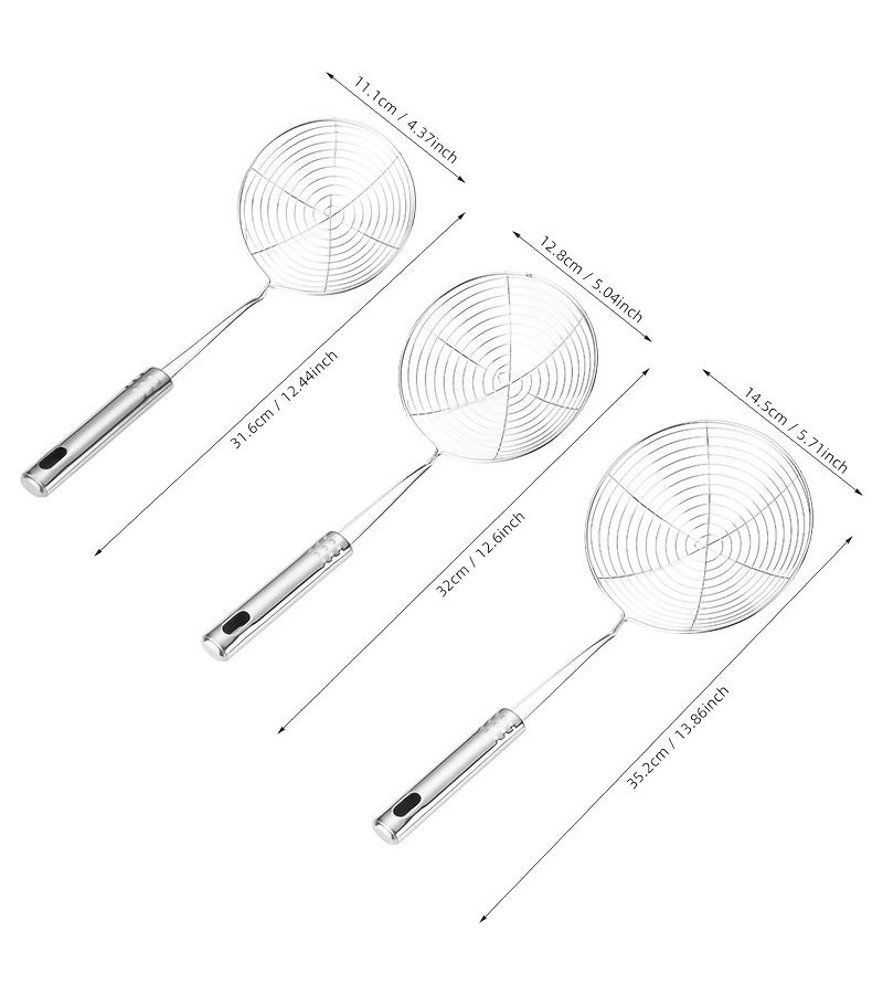 Stainless Steel Skimming Spoon Strainer 1 Set Heat Resistant Handle Kitchen Tool - Image 2