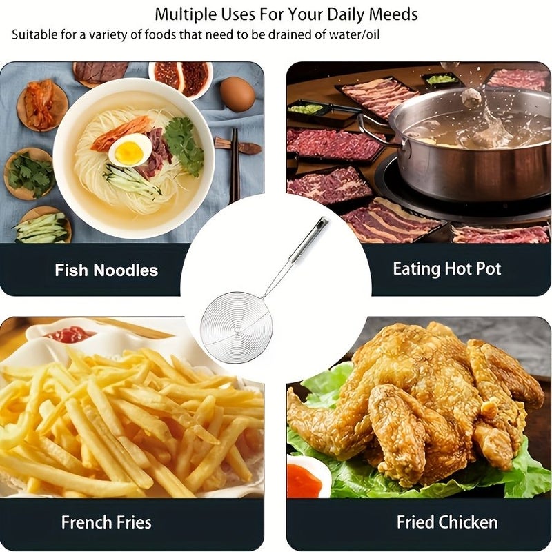 Stainless Steel Skimming Spoon Strainer 1 Set Heat Resistant Handle Kitchen Tool - Image 5
