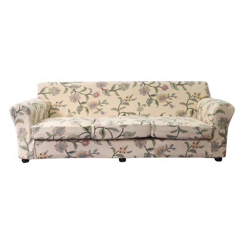 KRFOONN 4 Piece Stretch Sofa Couch Covers for 3 Cushion Couches Printed Sofa Slipcover with 3 Separate Seat Cushion Covers Washable Sofa Slip Covers Furniture Protector for Pets Kids Large 05