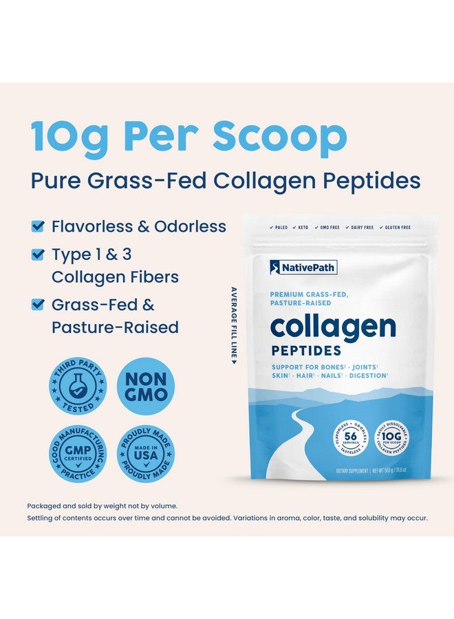 NativePath Collagen Peptides Protein - Hydrolyzed Type 1 & 3 Collagen Powder for Skin, Hair, Nails - 19.8 oz (56 Servings) - Image 4