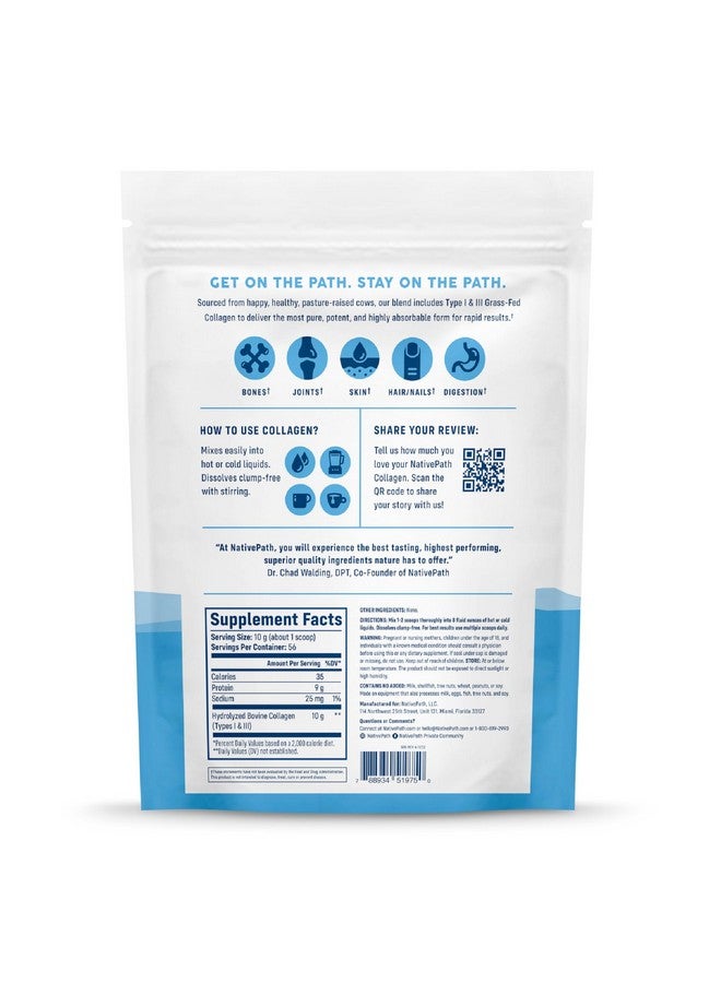 NativePath Collagen Peptides Protein - Hydrolyzed Type 1 & 3 Collagen Powder for Skin, Hair, Nails - 19.8 oz (56 Servings) - Image 3