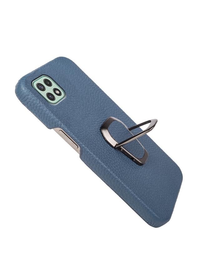 اس-توب جراب لهاتف Samsung Galaxy A22 5G/F42 5G مع حامل حلقي من جلد الليتشي الأصلي - Image 4