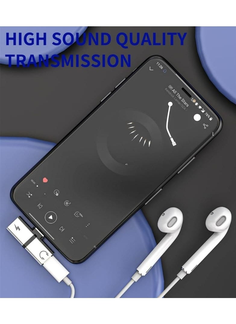 Dual Lightning Splitter for iPhone – 2 in 1 Adapter for Charging & Audio | Compatible with iPhone, iPad, iPod, Earphones & Headphones – Lightning to Dual Port Adapter