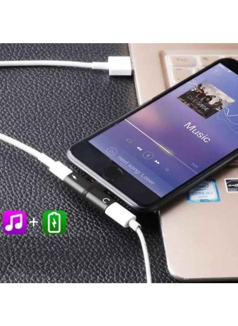 Dual Lightning Splitter for iPhone – 2 in 1 Adapter for Charging & Audio | Compatible with iPhone, iPad, iPod, Earphones & Headphones – Lightning to Dual Port Adapter