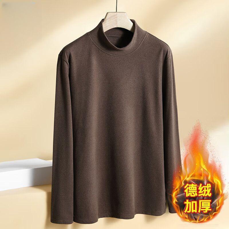 Thermal Underwear With Fleece Lining, Thickened Base Layer For Men And Women, Half-High Collar, Solid Color Long-Sleeve T-Shirt, Autumn Wear - Image 1