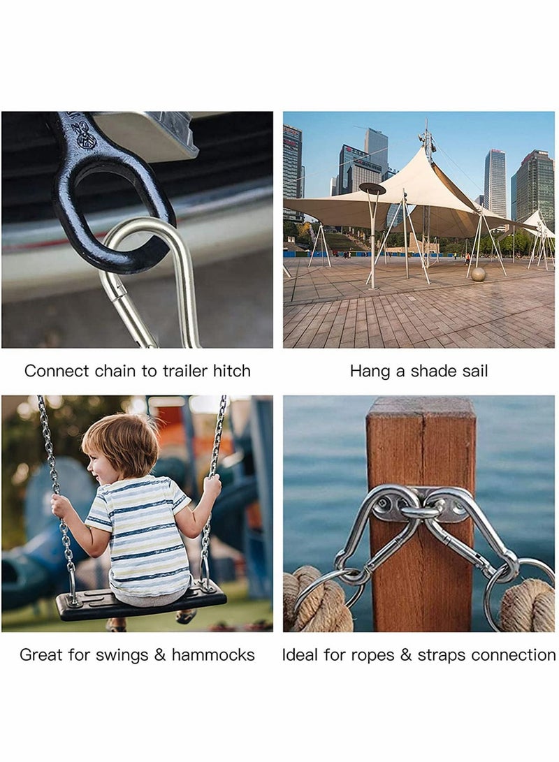 Y&D Carabiner Clip Steel Snap Hook - Heavy Duty Quick Link Keychain, Metal for Dog Leash, Outdoor Camping, Swing, Hammock, Hiking, Rope Connected (M6, 60mm, can Hold 300lbs) 8 Pcs - Image 3