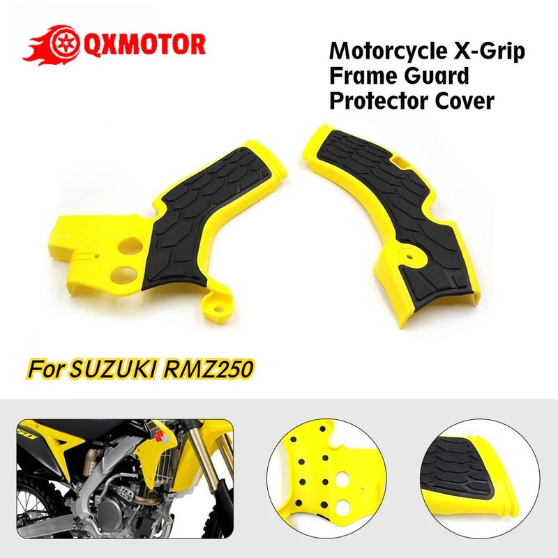 Yellow Black Motorcycle X Grip Frame Protector Cover Fit Suzuki Rmz250 2010 2018 Plastic Shell Durable Grips - Image 1