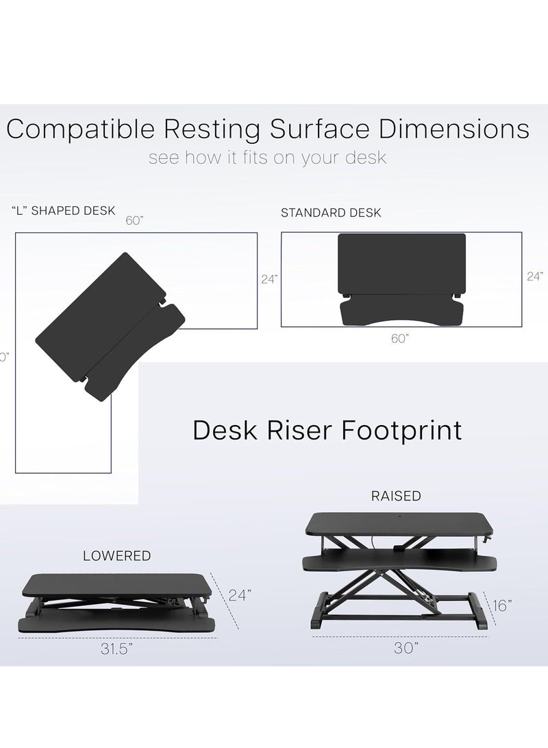 جيرزون محول مكتب قائم من جير زون مقاس 32 بوصة، حامل مكتب قائم بذاته قابل للتعديل، حامل طاولة سريع الجلوس والوقوف، محطة عمل مزدوجة للشاشة والكمبيوتر المحمول للمكتب المنزلي مع درج لوحة مفاتيح، أسود - Image 5