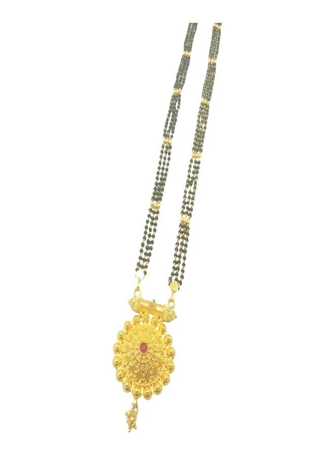 Swaroop Designer Mangalsutra For Women Stylish New Gold Plated Mangalsutra Long Size Heavy Design Long Black Bead Chain 175 - Image 1