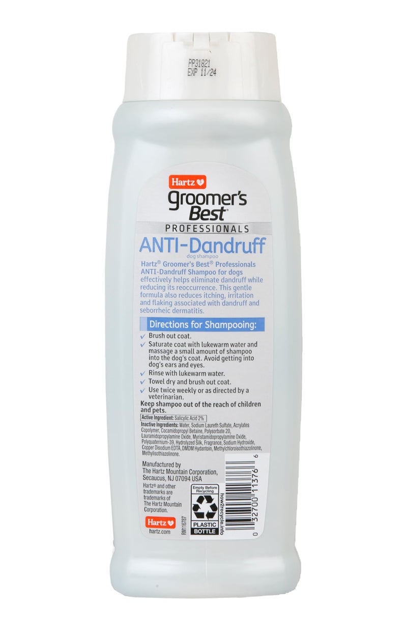 Hartz Groomer's Best Professionals Anti-Dandruff Dog Shampoo for Itchy Skin with Jasmine & Citrus Scent, 18 oz - Image 2