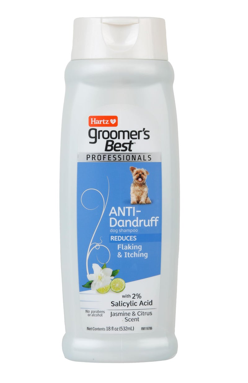 Hartz Groomer's Best Professionals Anti-Dandruff Dog Shampoo for Itchy Skin with Jasmine & Citrus Scent, 18 oz - Image 1