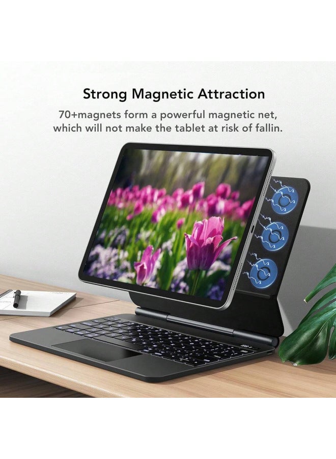 لجيل IPad10 لوحة المفاتيح السحرية المغناطيسية A16 غطاء حماية مغناطيسي Air10.9 بوصة غطاء حماية لمس بلوتوث - اللون: أسود-نوع المنتج: iPadPro11(2024) - Image 3