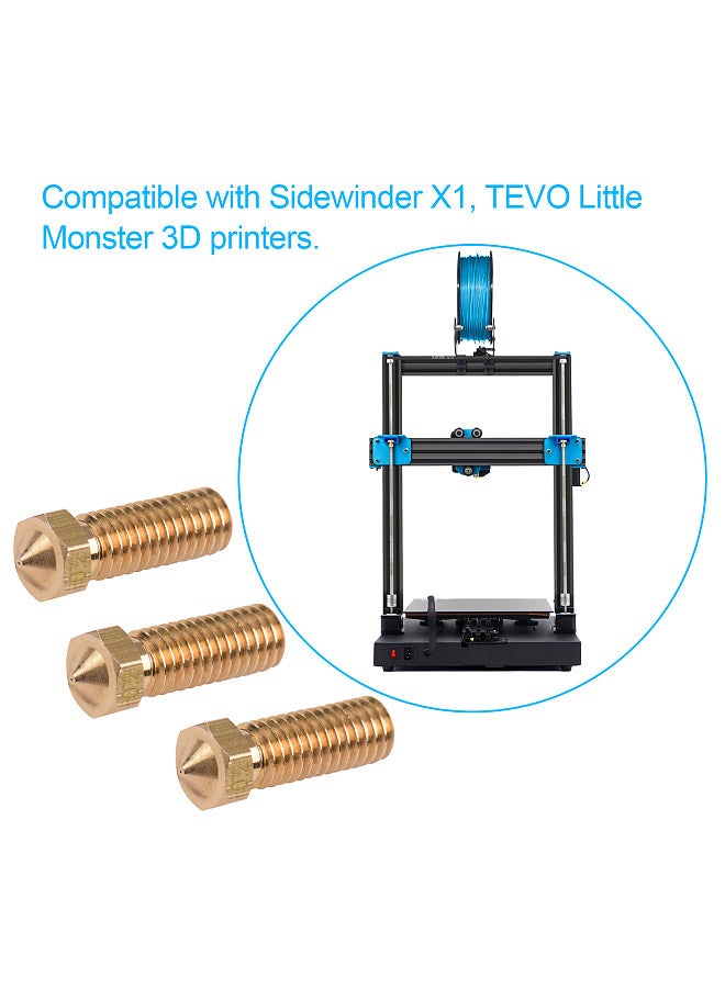 3pcs 3D Printer Extruder Brass Volcano Nozzle M6 Thread Printer Head 1.2mm Output for Sidewinder X1 TEVO Little Monster 1.75mm Filament  - Image 4