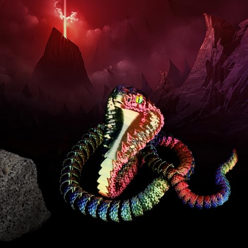 SUMLAND 3D Printed Snake23 Inch 3D Printed Animals3D Printed Fidget ToysHome Office Decor Executive Desk Crystal Cobra Toys Red Yellow Blue - Image 5