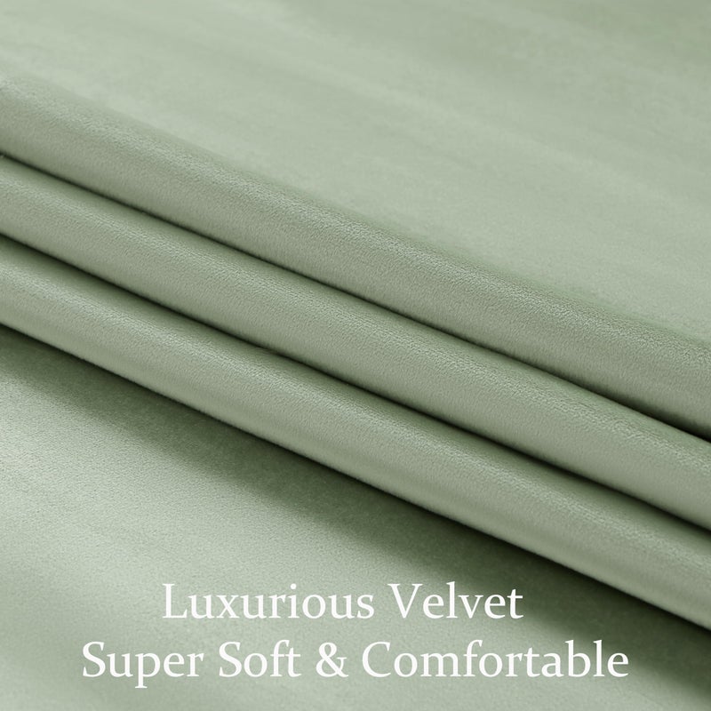 BULBUL Sage Green Velvet Curtains 84 inches Luxury Elegant Living Room Curtain Modern Light Filtering Thermal Insulated Soundproof Privacy Room Darkening Drapes for Classical Bedroom Set of 2 - Image 5