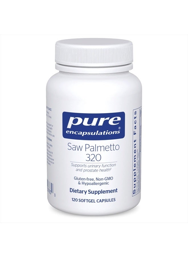 Pure Encapsulations Saw Palmetto 320 - أحماض دهنية ومواد غذائية أساسية أخرى لدعم عملية التمثيل الغذائي ووظيفة الجهاز البولي - مع مستخلص Saw Palmetto - 120 كبسولة هلامية - Image 1