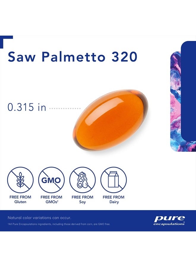 Pure Encapsulations Saw Palmetto 320 - أحماض دهنية ومواد غذائية أساسية أخرى لدعم عملية التمثيل الغذائي ووظيفة الجهاز البولي - مع مستخلص Saw Palmetto - 120 كبسولة هلامية - Image 3