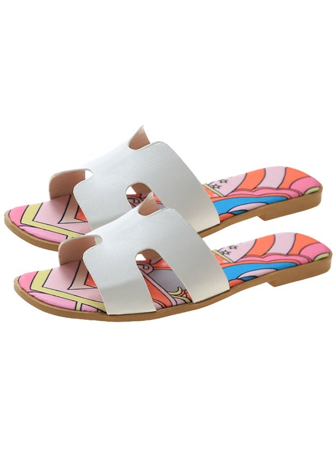 Ladies Fashion Summer Bow Slippers Outdoor or Indoor Flat Beach Sandals