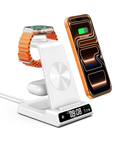 Phelinta Wireless Charger for iPhone 17, 3 in 1 Charging Station for Apple Watch Watch 11/10/9/8/7/6/5, Ultra 3/SE 3, for iPhone 17/16/15/14/13/12/11/X Series, for Air Pods Pro 3/4/Pro 2/3/Pro (No Adapter) - Image 1