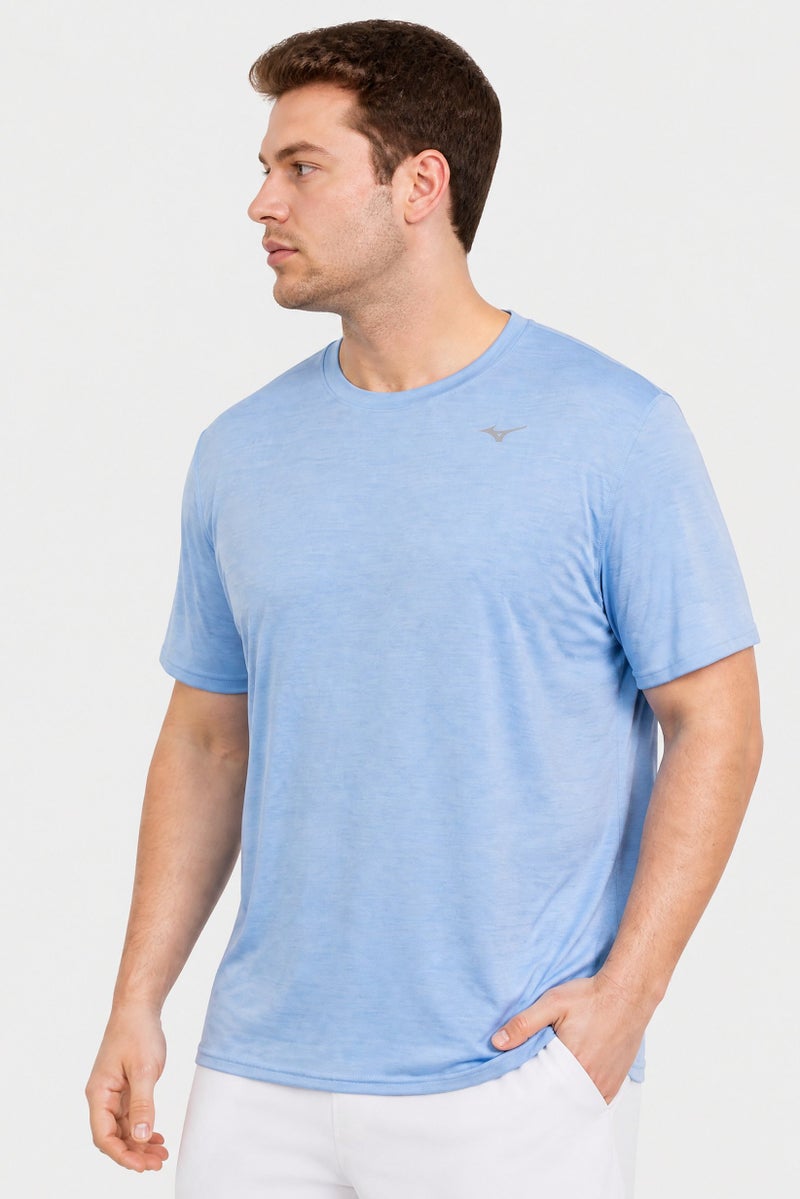 Mizuno Men Sportswear Fit Short Sleeve Training T-Shirt, Light Blue - Image 3