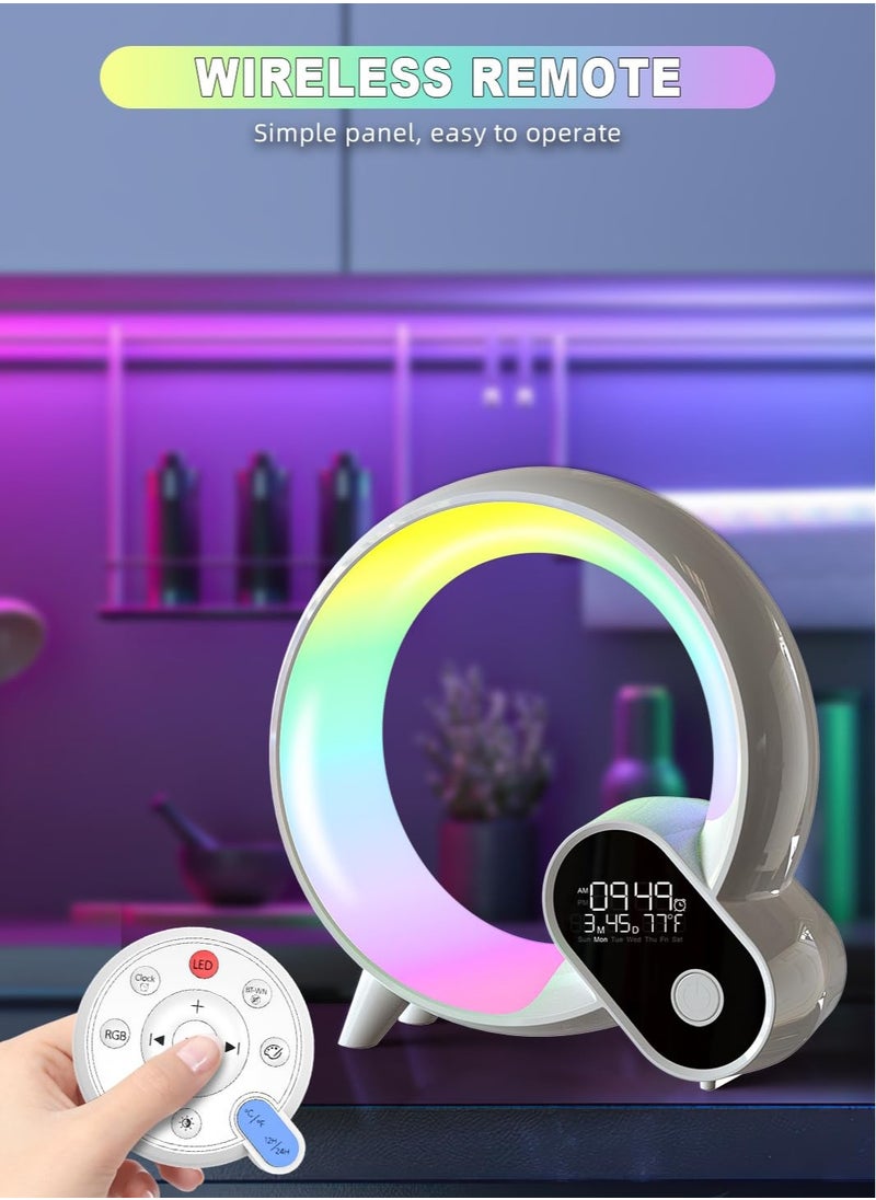 KASTWAVE - Sunrise Alarm Clock Wake Up Light, 5 in 1 White Noise Sound Machine, 16 Million Colors Night Light, 16 Nature Sounds, App Control, Bluetooth Speaker, Dimmable Bedside Lamp,Table lamp for Bedroom - Image 1