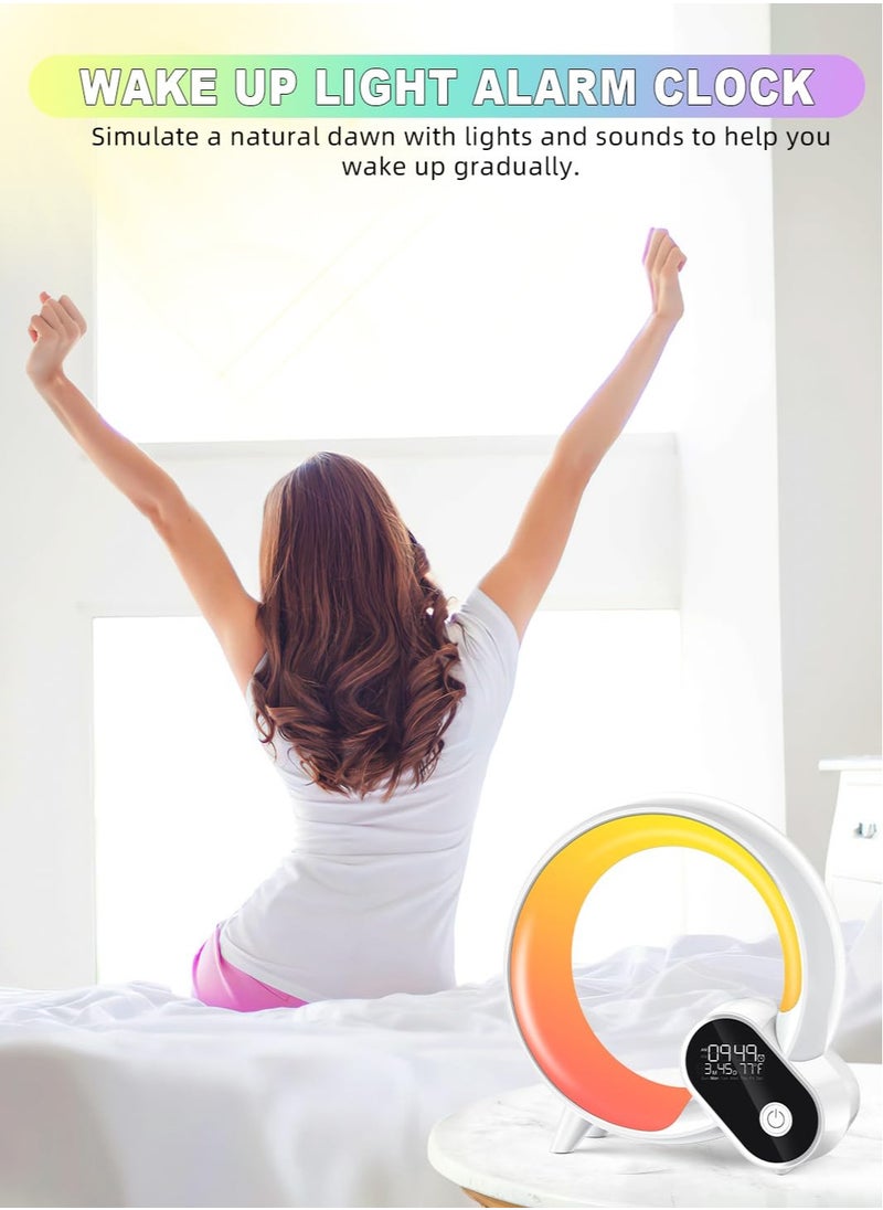 KASTWAVE - Sunrise Alarm Clock Wake Up Light, 5 in 1 White Noise Sound Machine, 16 Million Colors Night Light, 16 Nature Sounds, App Control, Bluetooth Speaker, Dimmable Bedside Lamp,Table lamp for Bedroom - Image 1