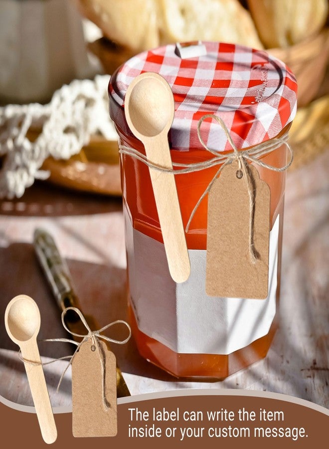 SENONAPO 120 Sets 3 Inch Mini Wooden Spoons with 120 Pcs Tags and 2 roll of Twine Rope Spice Jars Wood Spoons Disposable Small Spoons Wooden Spoons Honey Sugar Cooking Oil Tea Coffee Kitchen - Image 4