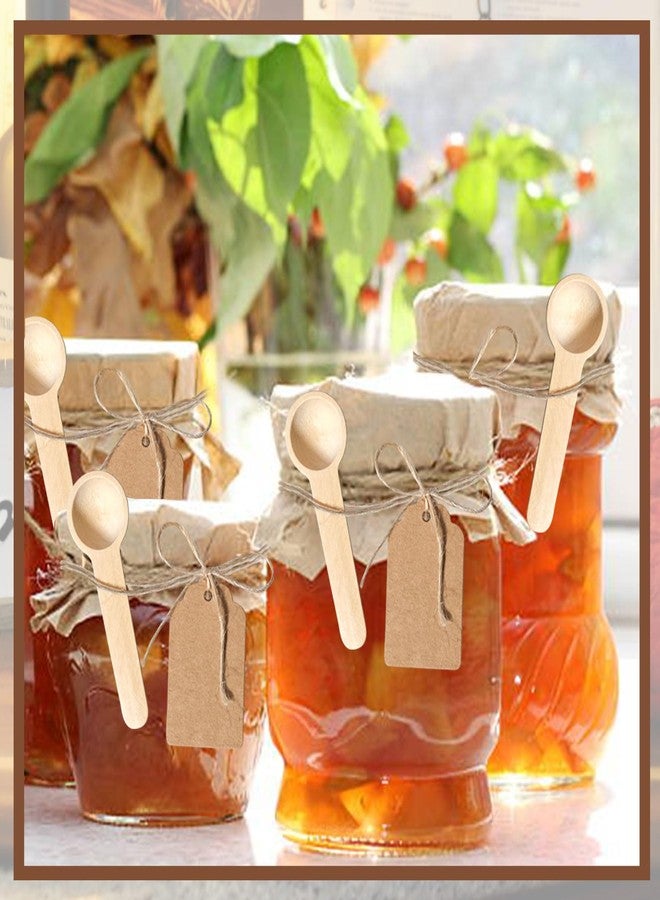 SENONAPO 120 Sets 3 Inch Mini Wooden Spoons with 120 Pcs Tags and 2 roll of Twine Rope Spice Jars Wood Spoons Disposable Small Spoons Wooden Spoons Honey Sugar Cooking Oil Tea Coffee Kitchen - Image 5