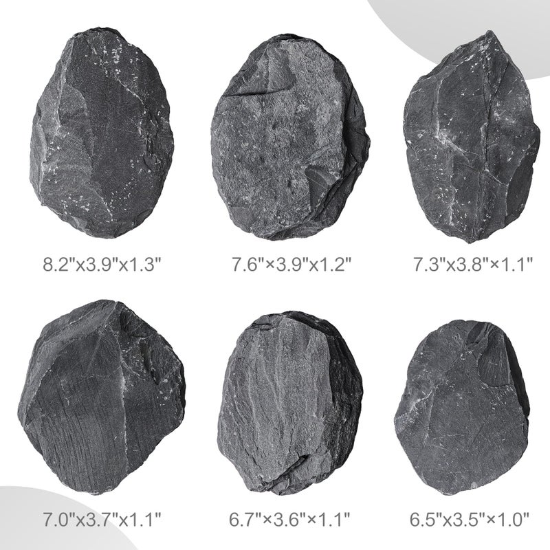 FISCAPE 6.1-8.1 Inches Natural Slate Rock, 6 PCS Large Flat Aquarium Stones for Aquascaping, Terrariums, Reptile Tanks & Aquarium DÃ©cor - Image 3