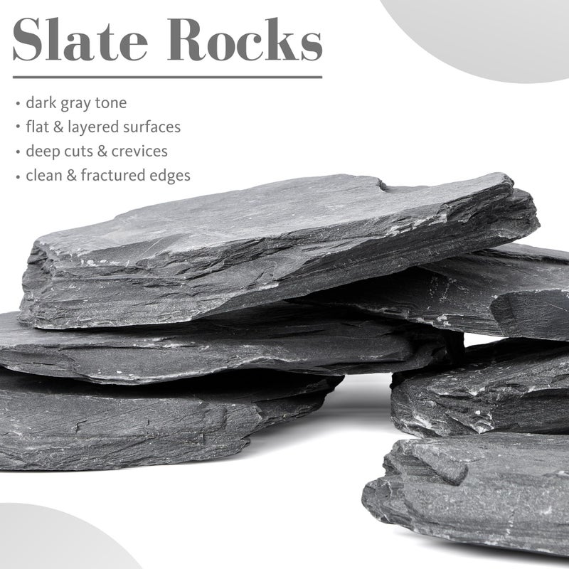 FISCAPE 6.1-8.1 Inches Natural Slate Rock, 6 PCS Large Flat Aquarium Stones for Aquascaping, Terrariums, Reptile Tanks & Aquarium DÃ©cor - Image 2
