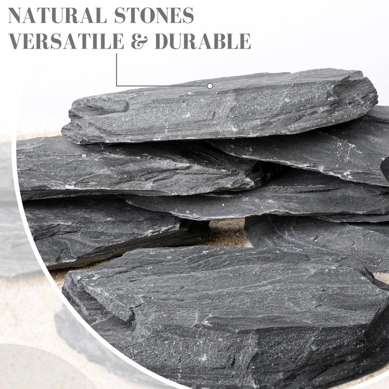FISCAPE 6.1-8.1 Inches Natural Slate Rock, 6 PCS Large Flat Aquarium Stones for Aquascaping, Terrariums, Reptile Tanks & Aquarium DÃ©cor - Image 5