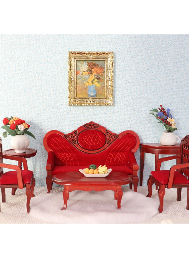 Mini Doll House Decoration Accessories Photo Frame Mini Miniature Simulation Oil Painting Ob11 Toy Ornaments 1:12-Color:Gold  - Image 5