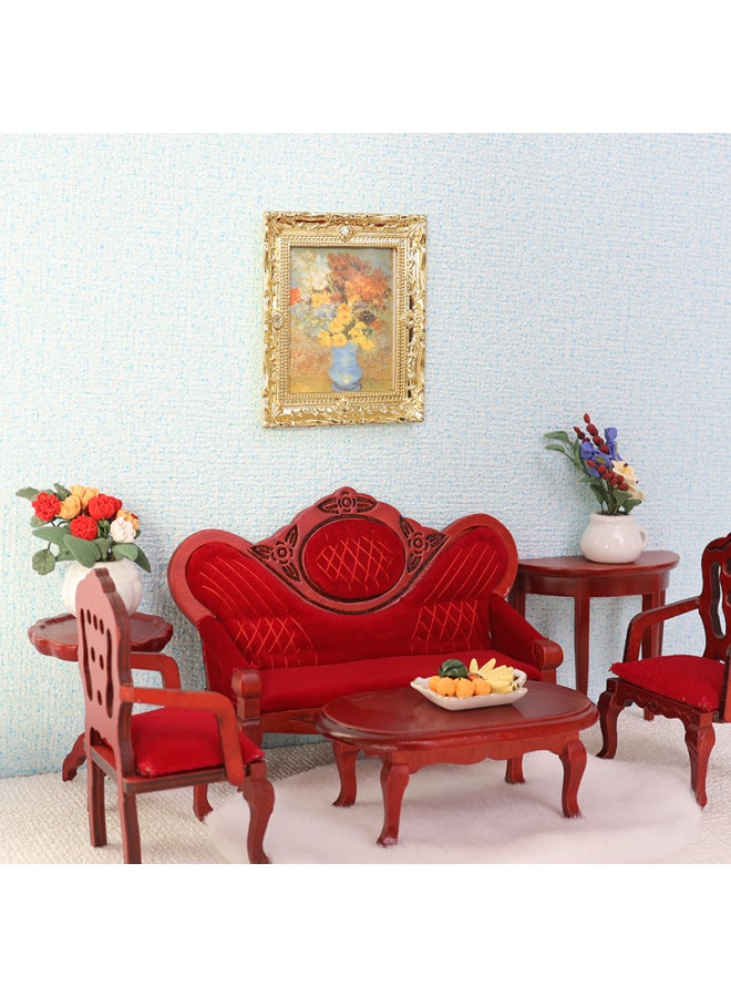 Mini Doll House Decoration Accessories Photo Frame Mini Miniature Simulation Oil Painting Ob11 Toy Ornaments 1:12-Color:Gold  - Image 4