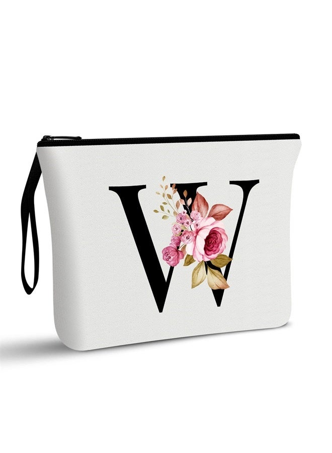 Vavabox A-Z Personalized Makeup Bag,Birthday Gifts for Women Mom,Gifts for Best Friend,Bride Bridesmaid Cosmetic bag (W) - Image 1