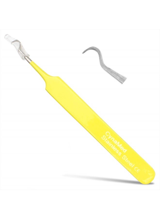 CYNAMED Blackhead Tweezer - Professional Curved Steel Tip Surgical Comedone & Splinter Extractor. Ideal Blemish & Acne Remover Tool Means Flawless Facial Skin (Yellow) - Image 1