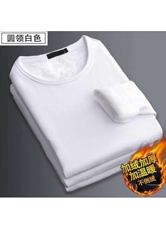 Generic Thickened Fleece Mens Thermal Underwear TopVelvet round neck [white]] Velvet round neck [white]] 