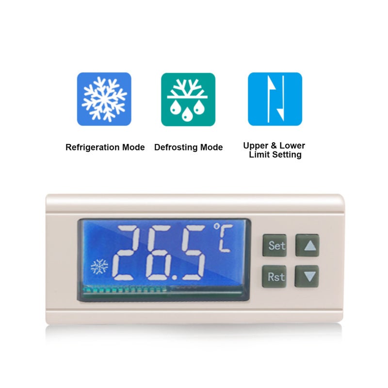 Digital Temperature Controller: 110-220V, High Accuracy Wide Measuring Range - Stable Performance Long Time Use, Large Clear Display Thermostat for Commercial Refrigerators Freezers Cold Storage - Image 3