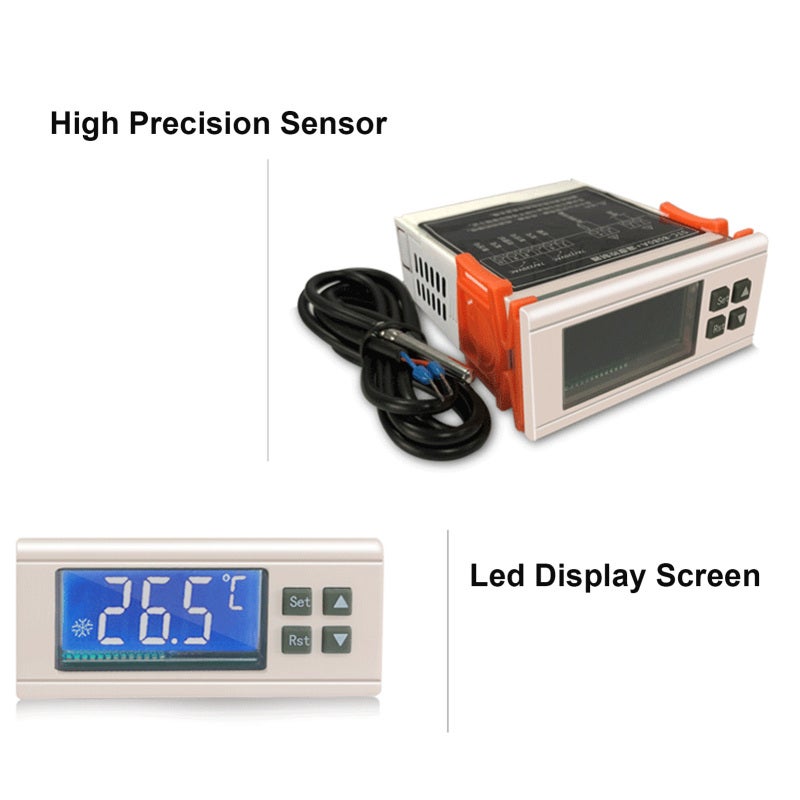 Digital Temperature Controller: 110-220V, High Accuracy Wide Measuring Range - Stable Performance Long Time Use, Large Clear Display Thermostat for Commercial Refrigerators Freezers Cold Storage - Image 4